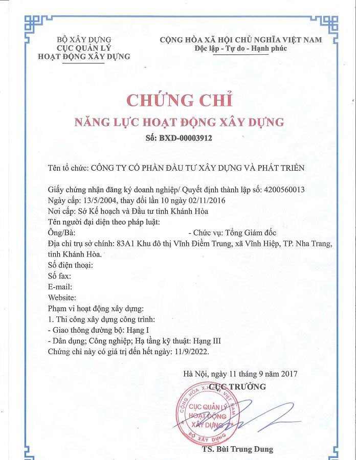 Khi nào cần chứng chỉ năng lực xây dựng hạng 1?