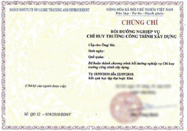 chứng chỉ chỉ huy trưởng